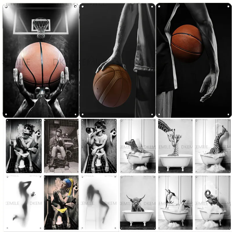 Металлический знак в виде баскетбольной курительной девочки животное для