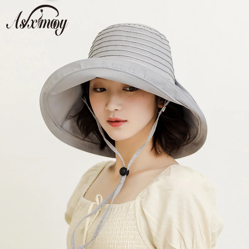 Шляпа от солнца с бантом женская элегантная панама широкими полями модная