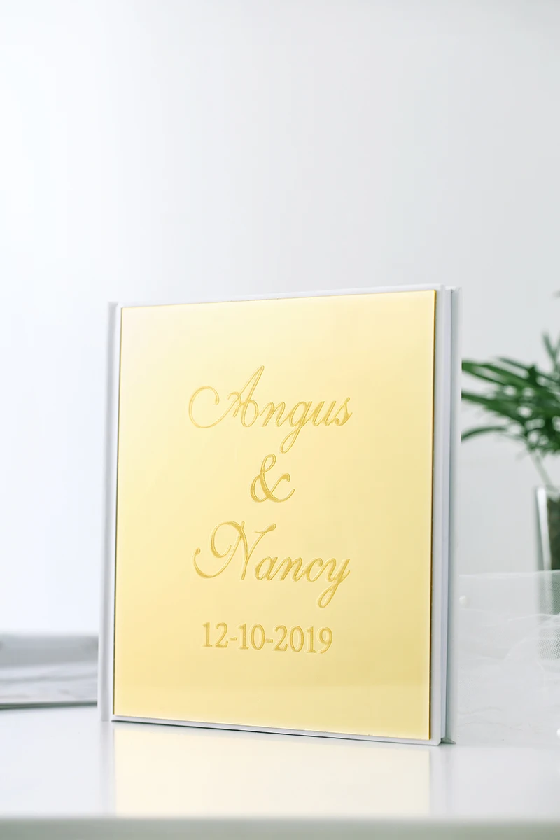 Индивидуальная Свадебная Гостевая книга жесткая акриловая зеркальная Золотая