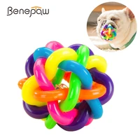 benepaw colorful bell rubber dog ball nontoxic bite resistant pet chew toys teeth cleaning puppy game play for small large dogs