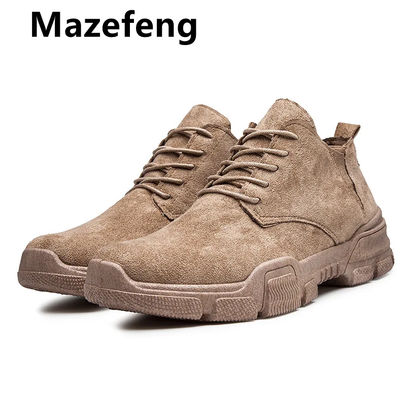 

Mazefeng мужские повседневные сапоги 2020; Сезон весна-осень; Удобные на шнуровке кожаные мужские ботинки; Модные мужские кроссовки; Мужская обув...