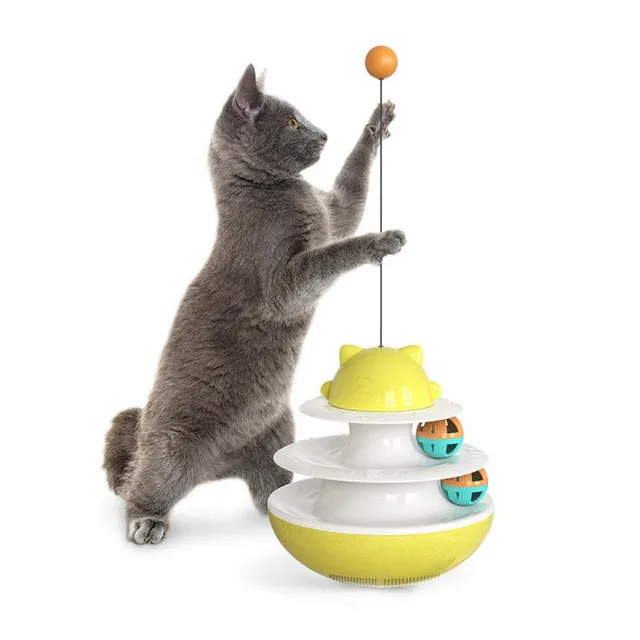 Cat Toy Double-layer Tower Track Disc Luminous Ball Turntable Automatic Launch Toy Ball Interactive Training Amusement Plate