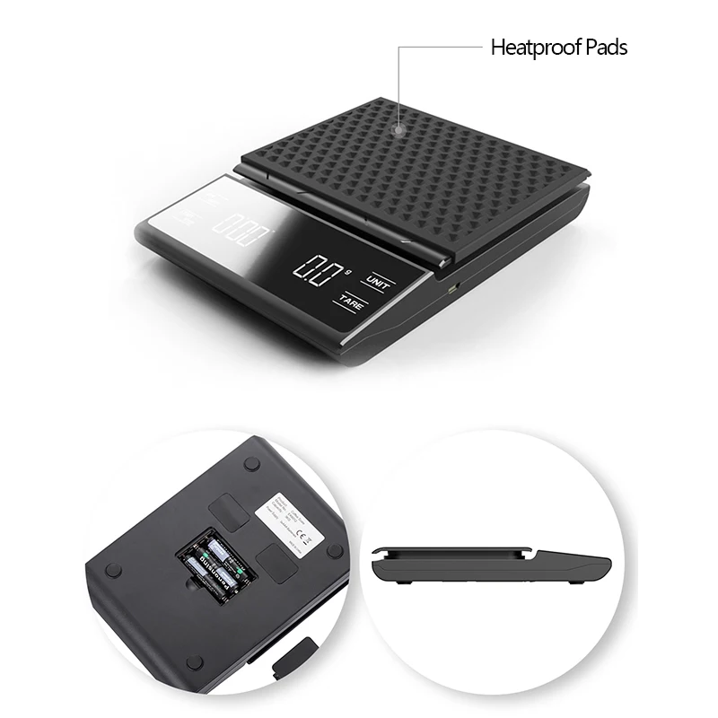 Портативные электронные цифровые весы для кофе с таймером высокоточные бытовые