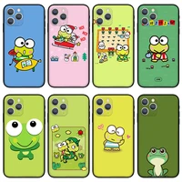 frog pattern phone case for iphone 11 12 pro max x xs xr xs max mini 6 6s 7 8 plus se black silicone case