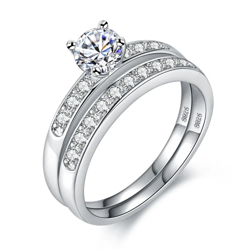 Обручальное кольцо Promise Ring мужские женские Белое золото Кристалл Кубический