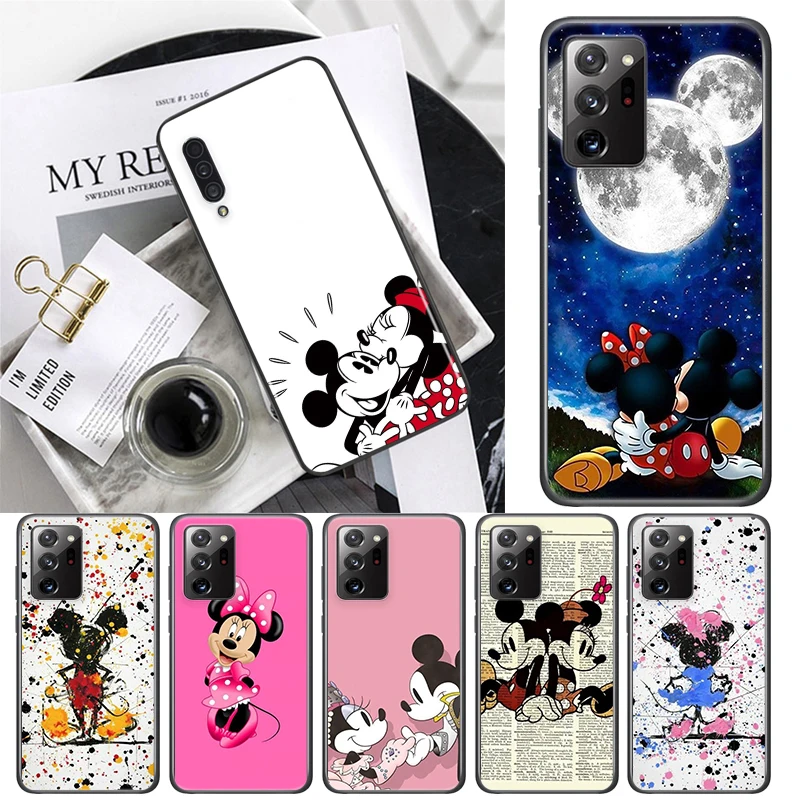 

For Samsung Galaxy A72 A52 A42 A32 Lite A22 A13 A12 5G A03S A02S A02 Phone Case Cute Mickey Minnie Love Black Soft TPU Cover