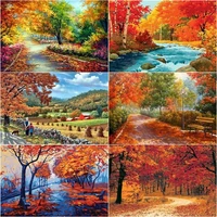 gatyztory diy framed paint by numbers maple landscape for adult children handpainted painting on canvas wall art 40x50cm