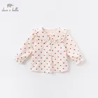 Dave bellaDBJ14427 Осенняя рубашка для маленьких девочек с цветочным принтом, топы для младенцев, детская одежда высокого качества