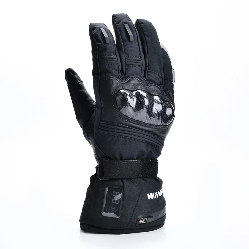 Зимние лыжные перчатки с электроподогревом и цифровым светодиодным дисплеем