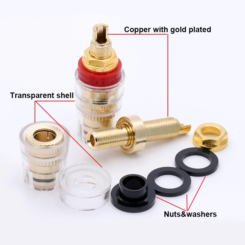 Латунные позолоченные 4 мм клеммы HIFI 8 шт./4 пары