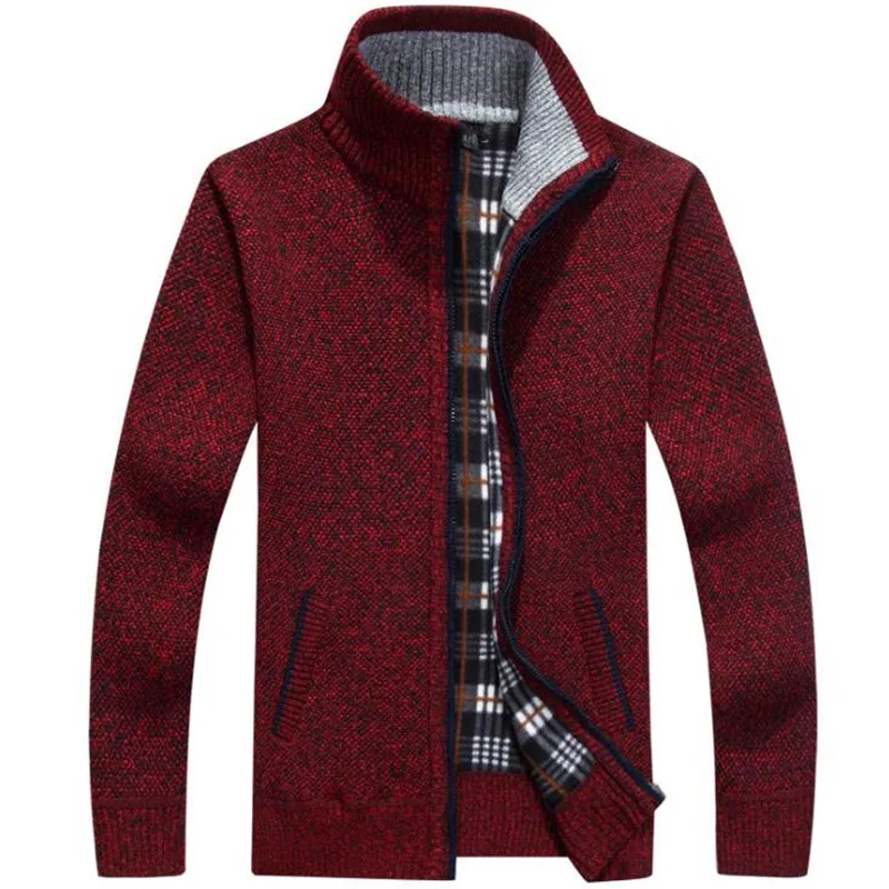 

New Autumn Winter Jacket Men Warm Cashmere Casual Wool Zipper Slim Fit Fleece Jacket Men Coat Dress Knitwear Male New Autumn Wi