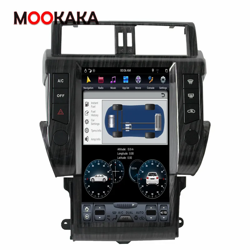 Андроид плеер Tesla Screen для автомобиля Toyota Land Cruiser Prado 150 2014-2017 с навигацией GPS, видео и аудио стерео авто.