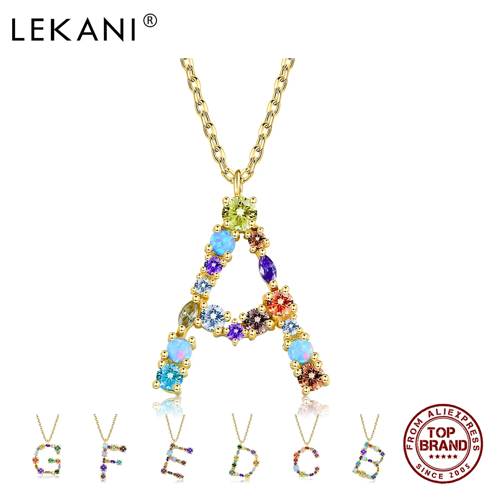 

LEKANI 26 Letters Romantic Pendant Necklaces For Women Color Cubic Zirconia Anniversary Necklace Fashion Jewelry New Listing
