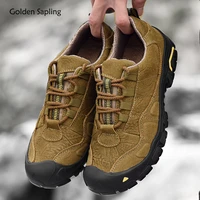 golden sapling men casual shoes fashion genuine leather vintage flats soft rubber comfortable retro leisure trekking mens shoes