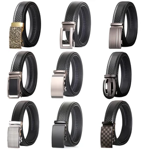 Мужской ремень, из натуральной кожи, с автоматическим зажимом, черный, Повседневный, B372