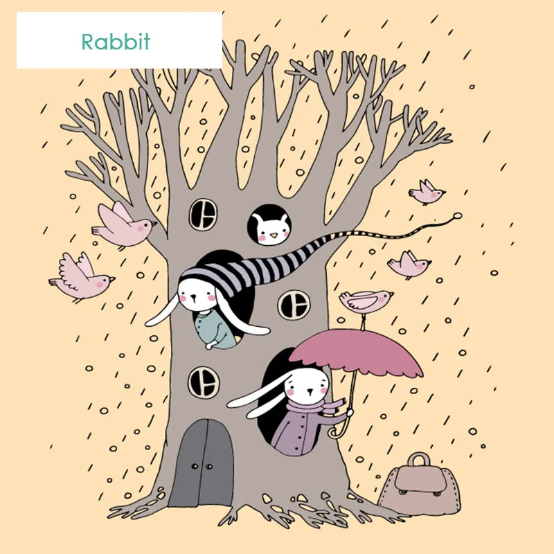 Rabbit Милые Мультяшные рулонные шторы для гостиной, затемненные шторы для детей, для девочек, животные, кошка, медведь, лиса, олень, рулонные жалюзи с принтом - Цвет: Rabbit