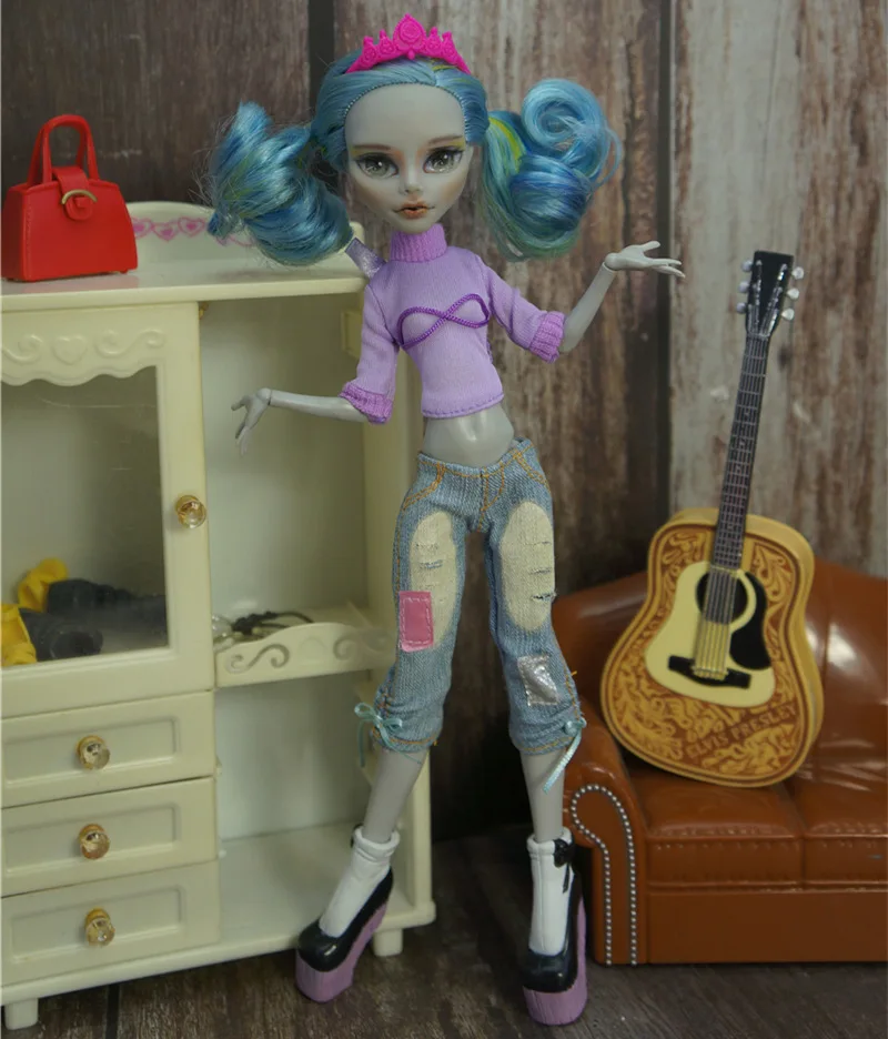 Новейший Модный повседневный комплект одежды для девочек «Monster High»; подарок для девочек - Цвет: only doll clothes B