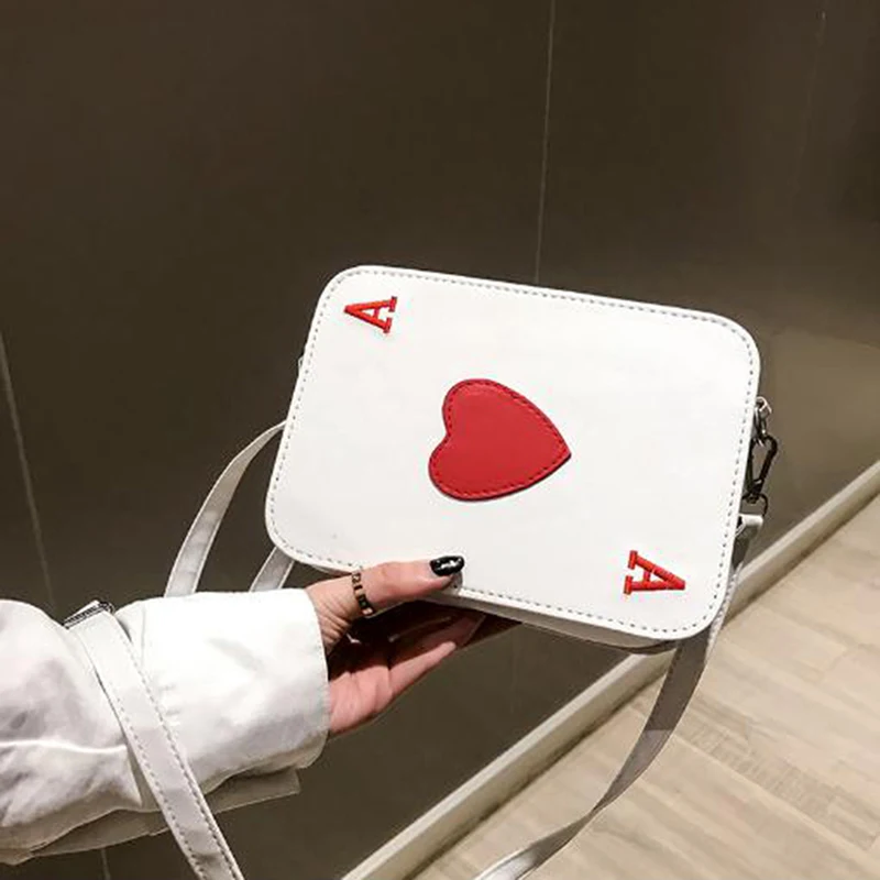 

Korean Version New Creative Funny Messenger Bag Playing Cards Shape Funny Gift Heart Packing Cubes Shoulder Bag