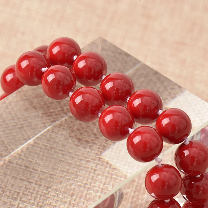 Новая мода ожерелье из красного коралла 10 мм Круглый Простой стиль ручной работы