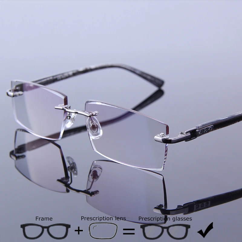Простые мужские Оптические очки по рецепту бизнес без оправы для близорукости