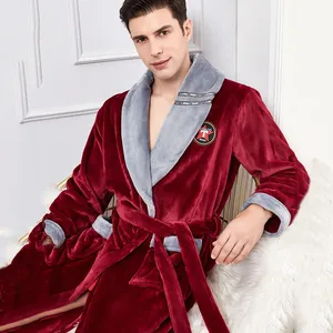Plus Size 3XL Flannel Men Robe Sleepwear Winter Warm Kimono Bathrobe Gown Thick Coral Fleece Couple 