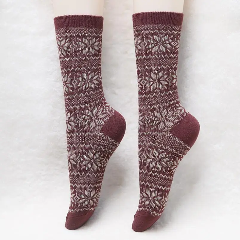 Women Solid Print Cotton Socks Santa Winter Socks Girls Snowflake Printed Socks Knee High Socks Chirstmas Ankle Sock 4 pairs/lot