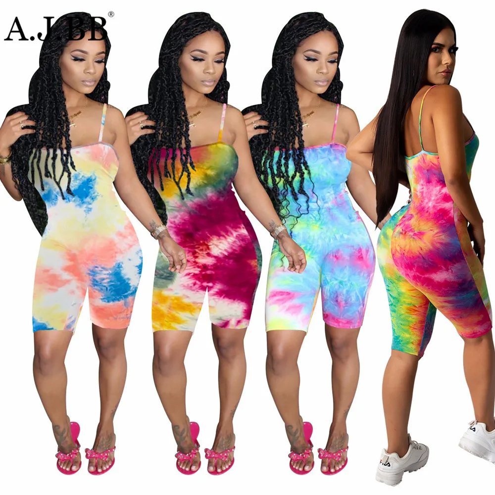 

Europe's new color gradient slim one-piece pants Summer Fashion Square Neck sleeveless women's suspender vest shorts