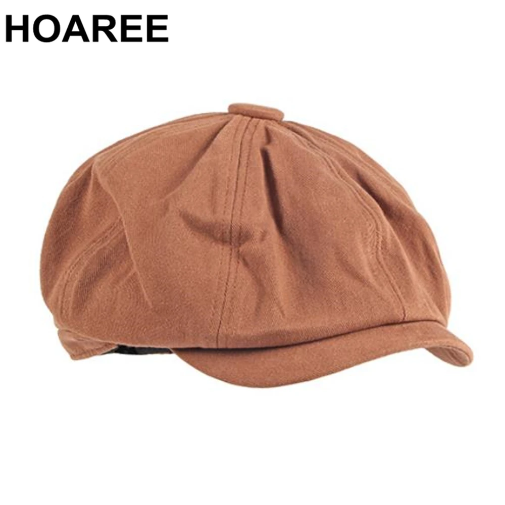 

HOAREE Newsboy Cap Flat Cap Hat Men for Summer Spring Solid Cotton Mens Beret Hat Women Octagonal Hat Vintage Eight Panel Hat