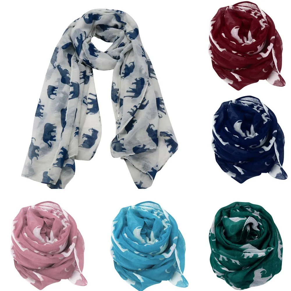 Thin Shawls Floral Print Scarf For Ladies Satin Scarf Lady Womens Long Cute Elephant Print Scarf Wraps Shawl Soft Scarves