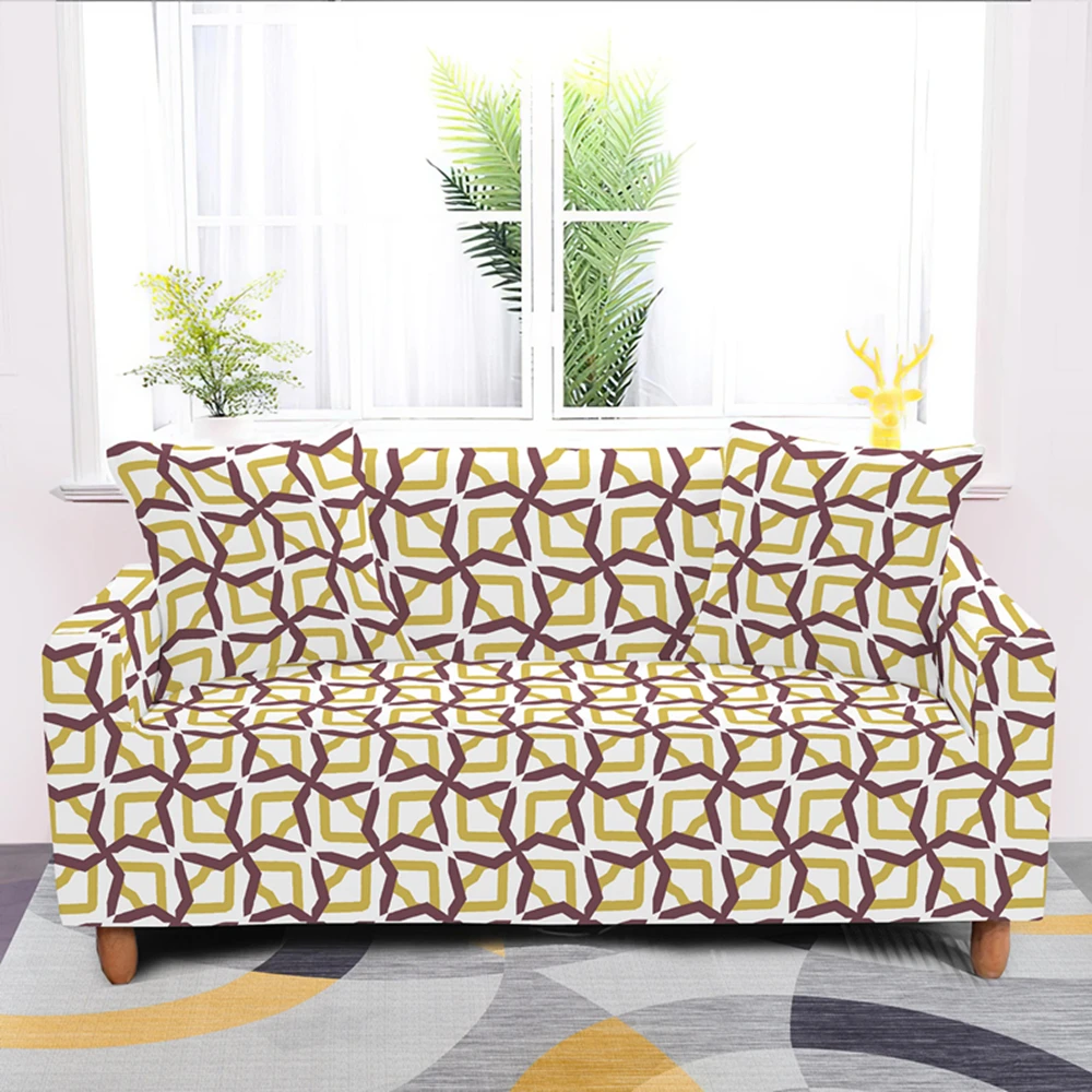 Геометрическая Упругий Диван Крышка для Гостиная современный вид в разрезе