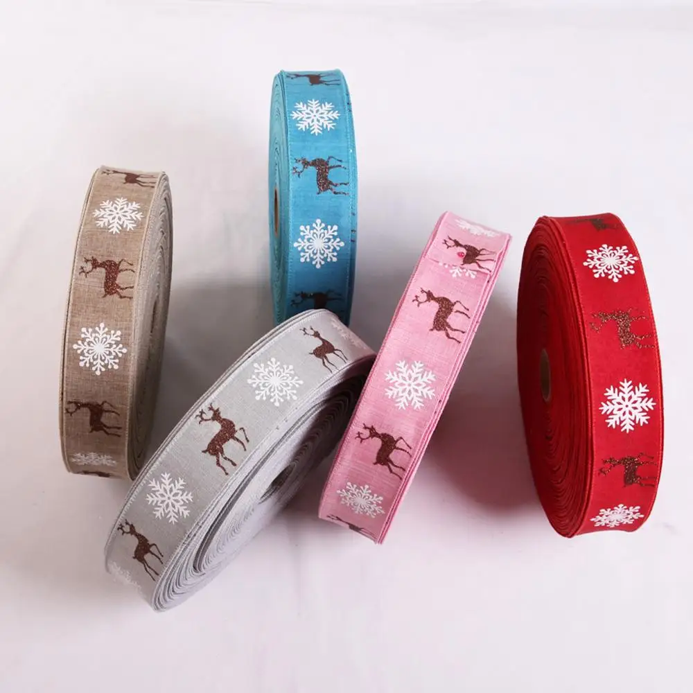 1PC 10m Deer Snowflake Ribbon Home Printing Christmas Tree Decoration Gift Packaging Festival Drop Shipping H5 | Дом и сад