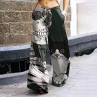 Женские свободные широкие брюки, винтажные Мешковатые повседневные брюки с принтом черепа в стиле Хэллоуин, брюки Харадзюку