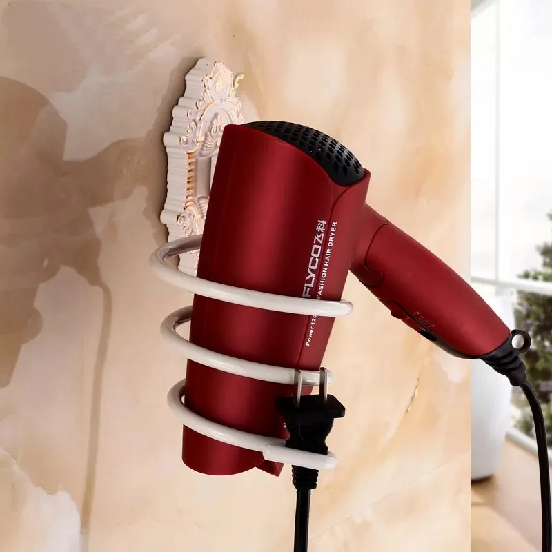 Европейский стиль белый ванная комната Фен держатель твердая латунь Золотая