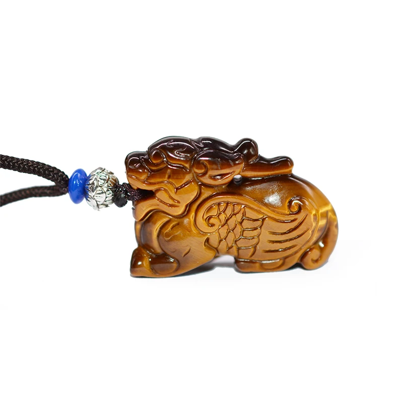 

Tiger's Eye Stone Fly Dragon Pendant With Chain Tiger Eye Foo Dog Necklace Pendant Amulet Lucky Pendant Man Amulet Jade Jewelry