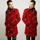 Классические красные мужские зимние куртки, сделанные на заказ твидовые шерстяные комбинированные толстые тренчкоты, двубортное пальто, облегающий блейзер для жениха