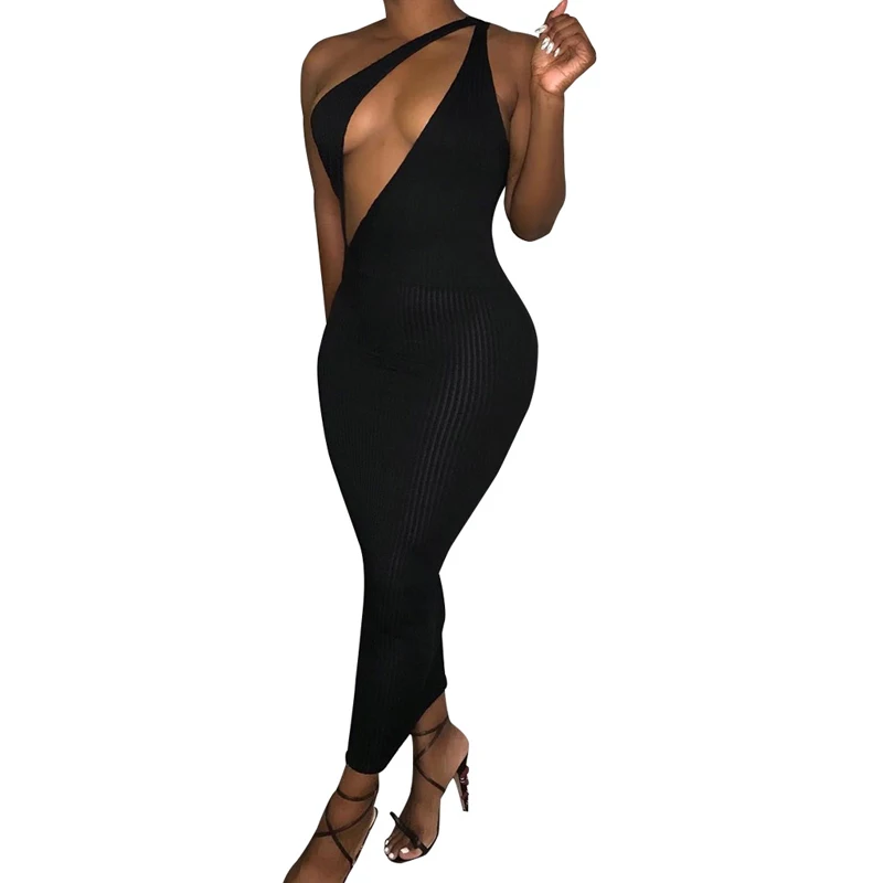 

Europe and America sexy striped dress 2019 summer new best selling women's dress nightclub slim openwork dress