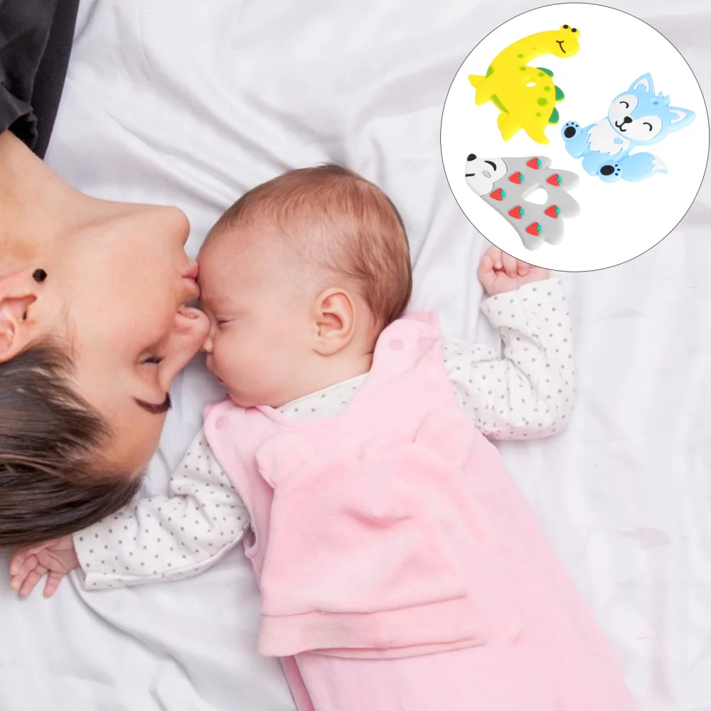 

3pcs Baby Chew Toys Silicone Toys Cartoon Teething Toys Teeth Grinding Sticks