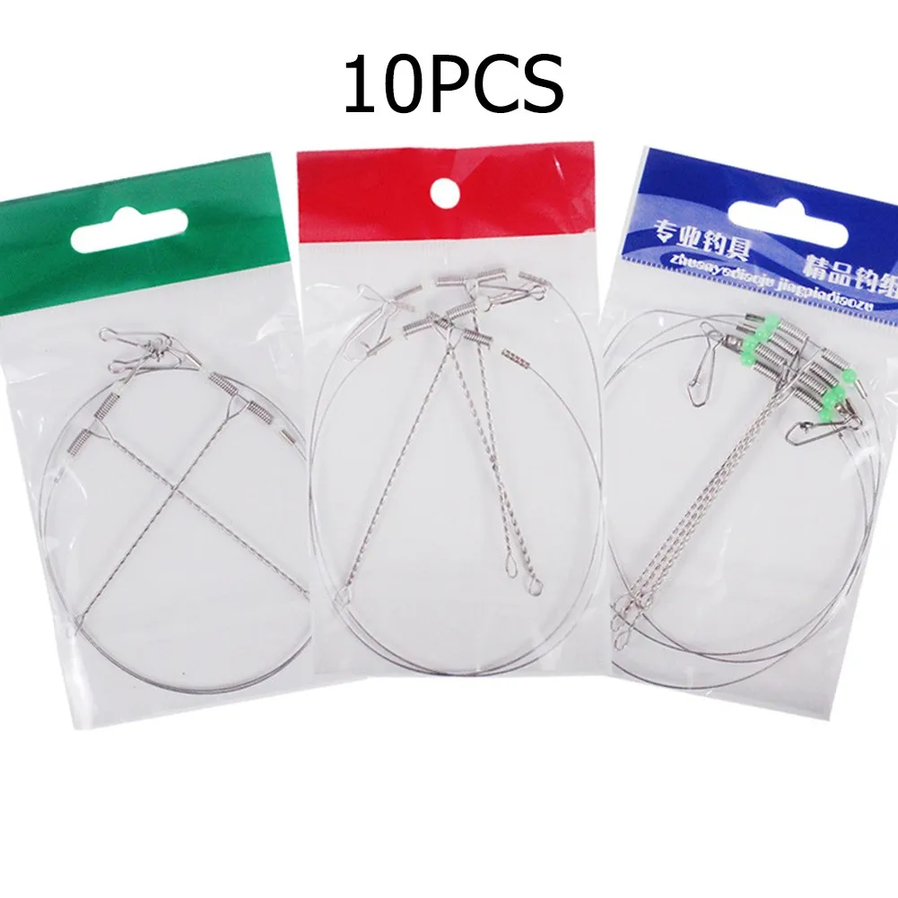 

10pcs Fishing Line Leader Wire Trace With Snap Swivel Fish Lure Hook Drop Arms Fishing Tackle Pesca Accessories 50cm 60cm 70cm
