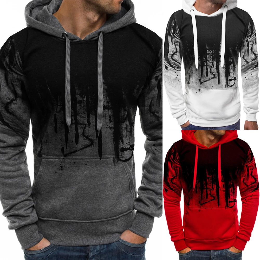 

Мужской базовый топ с капюшоном на шнурке, повседневный пуловер с буквенным принтом на весну/осень, вязаная спортивная Стильная туника с дл...