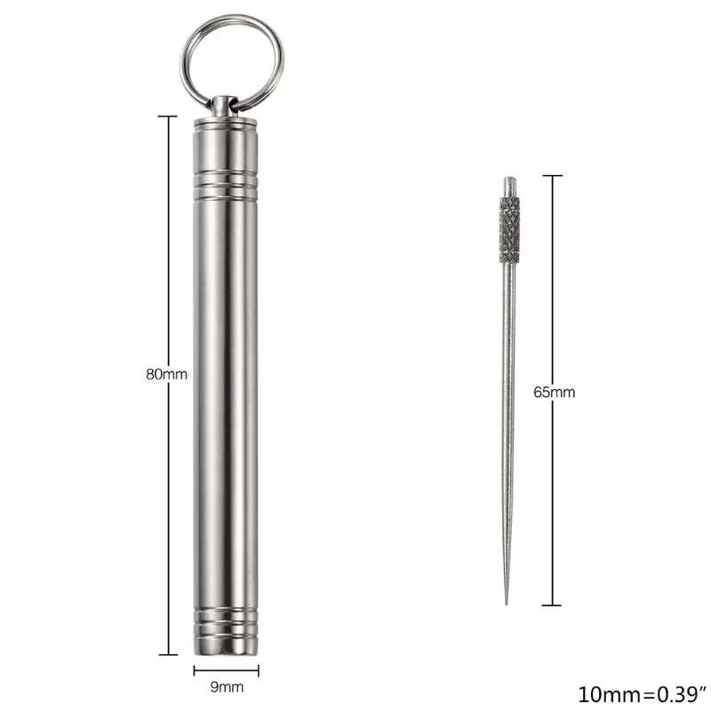 

Outdoor EDC Titanium Toothpick Tooth Pick Holder Fruit Fork Emergency Tool