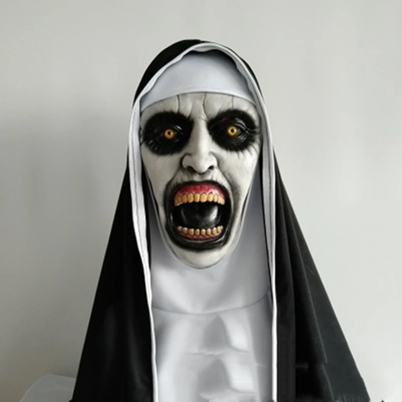 Монахини страшная маска с Косплэй Valak страшные латексные маски платок полный