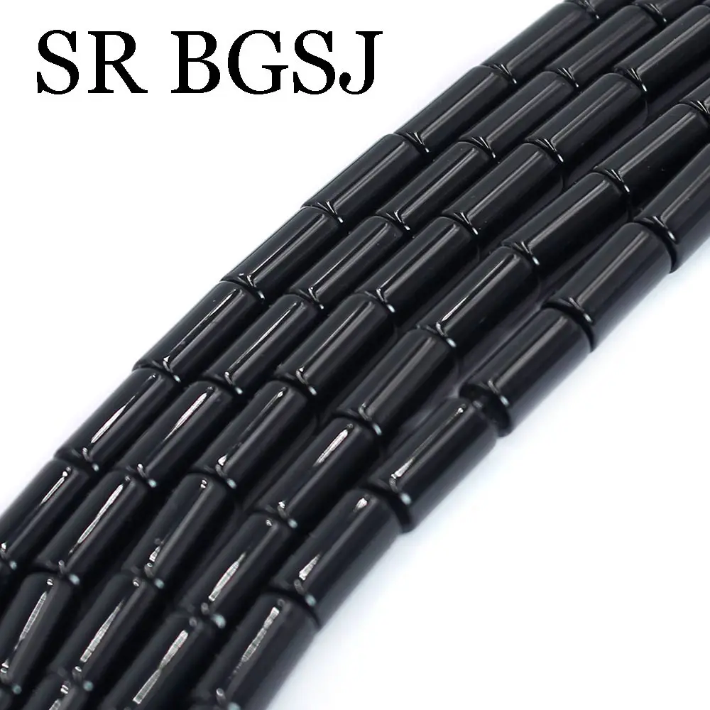 6x16 мм горячая Распродажа трубка Форма черный Агат Драгоценные Камни Натуральный