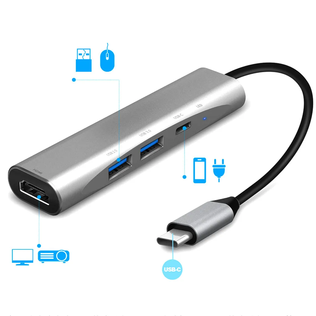 Ouhaobin USB Hub Type C к HDMI адаптер многопортовый концентратор USB3.1 зарядное устройство