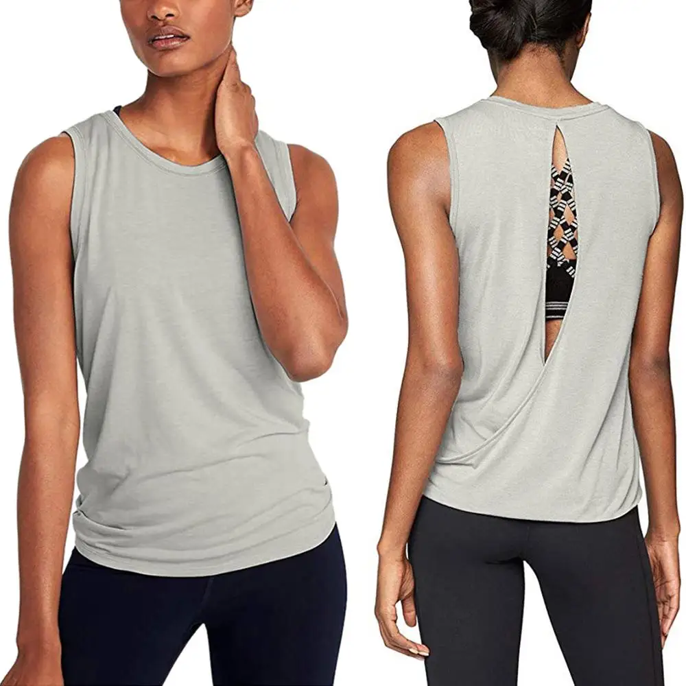 

New fashionable women's summer loose back halter top sleeveless halter ladies yoga sports top