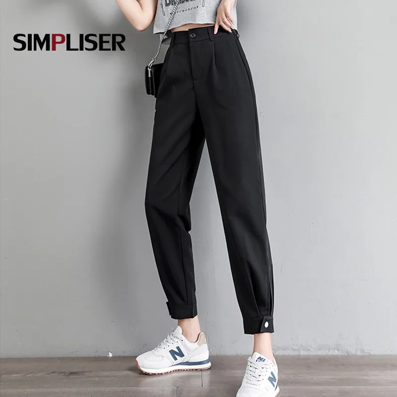 Женские Костюмные брюки 2020 серые черные офисные до щиколотки женские шаровары с