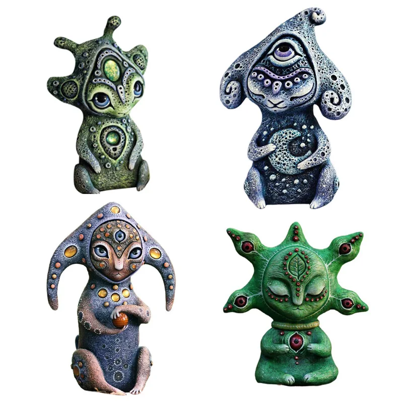 

Resin Garden Statue Home Decoration Sculptures Fantasy Creatures Shape Outdoor Home Decor Accessories Figurine Space Alien