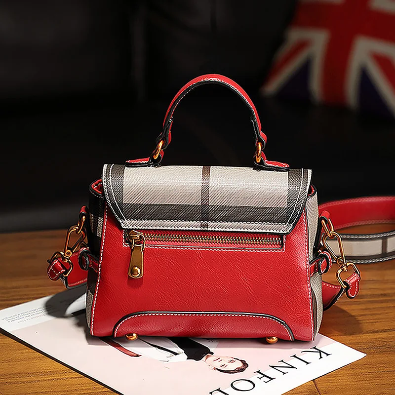 Новая классическая маленькая квадратная сумка в клетку с широкими лямками часто