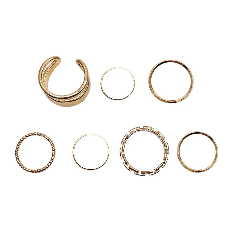 

2020 Korea's New Fashion Personality Retro Japan and South Korea Simple Couple Combination Ring Set Jewelry Women