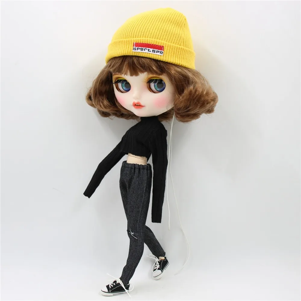 Ледяная фабрика blyth кукла 1/6 bjd белая кожа тела короткие каштановые волосы, новое матовое лицо с зубами, 30 см BL9158