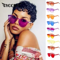 2020 rimless fram candy cat eye sunglasses women luxury eyewear sun colorful round sun glasses women uv400 gafas de sol mujer